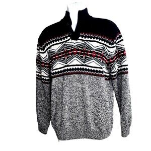 Vintage Polo Ralph Lauren 3 Button Sz M Knit Nowegian Sweater Black Grandpacore